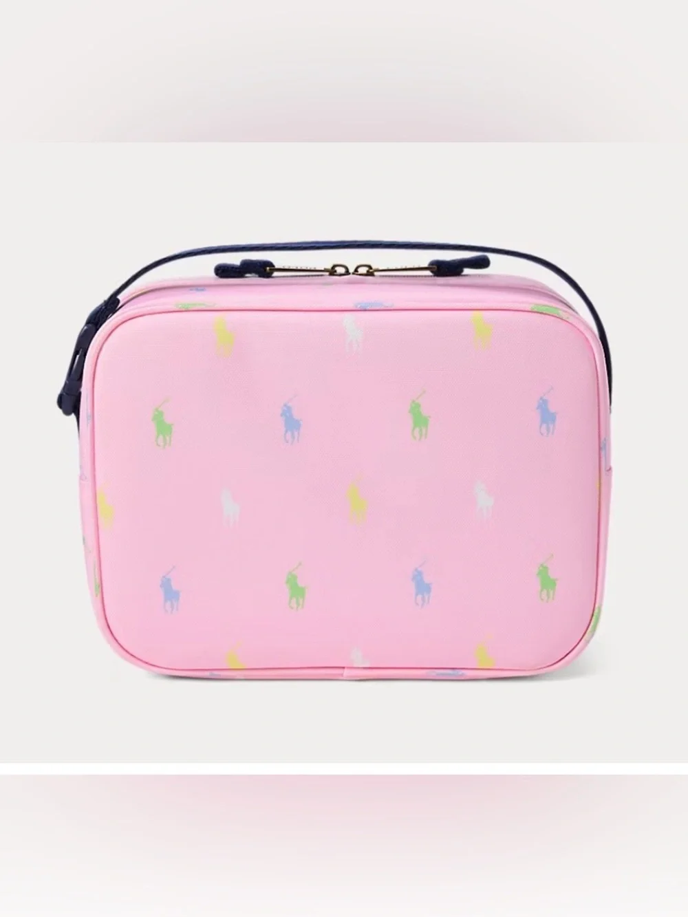 Polo by Ralph Lauren Pink Kids Lunch Tote with Multicolor Pony Logos